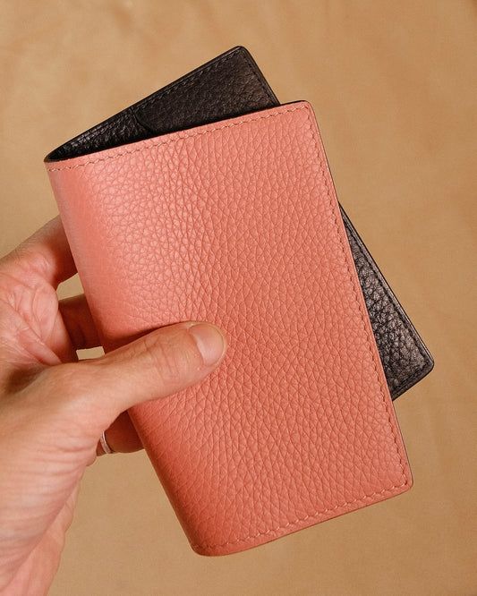 Protège Passeport - BIDAIA en cuir - bicolor Rose/Noir