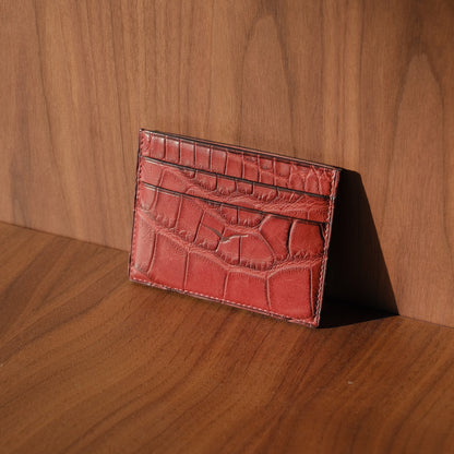 BETIKOA - Porte-cartes en Alligator Rouge Brun