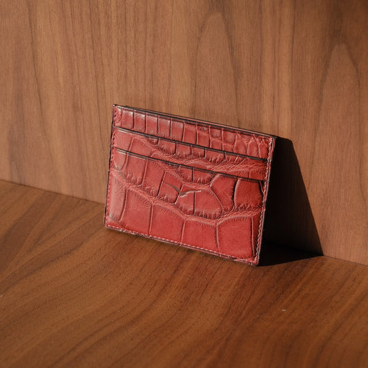 BETIKOA - Porte-cartes en Alligator Rouge Brun