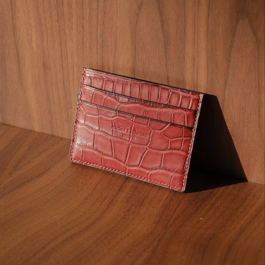 BETIKOA - Porte-cartes en Alligator Rouge Brun