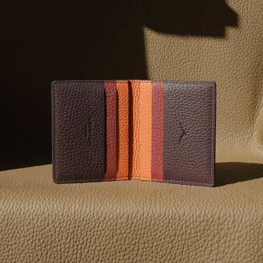 KAIOA V2 - Porte-cartes en Taurillon Mure, Orange et Grenat