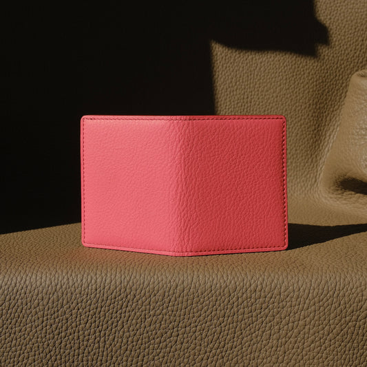 KAIOA V2 - Porte-cartes en Taurillon Rose, Orange et Grenat