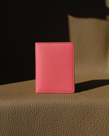 KAIOA V2 - Porte-cartes en Taurillon Rose, Orange et Grenat