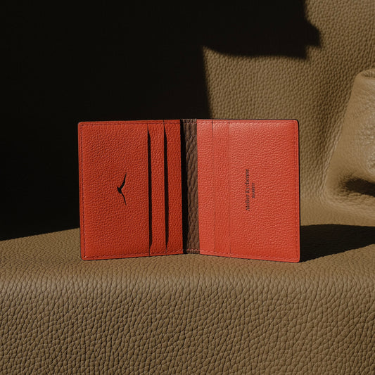 KAIOA V2 - Porte-cartes en Taurillon Ebene et Rouge Massaia