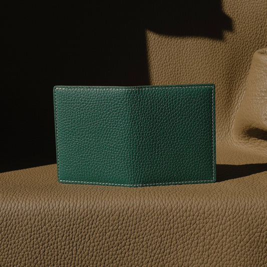 KAIOA V2 - Porte-cartes en Taurillon Vert Emeraude et Orange