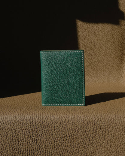 KAIOA V2 - Porte-cartes en Taurillon Vert Emeraude et Orange