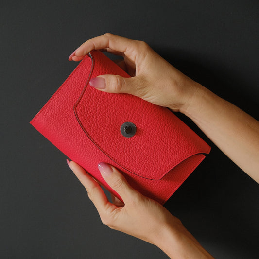 TXISTU - Sac à main en Taurillon Bleu Rouge