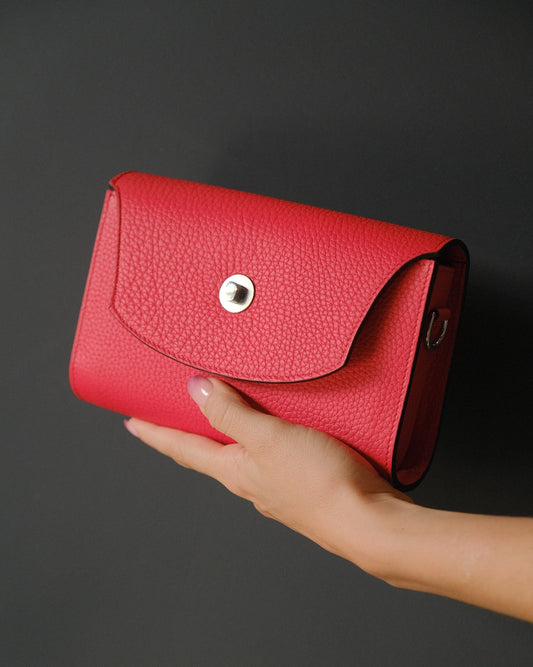 TXISTU - Sac à main en Taurillon Bleu Rouge